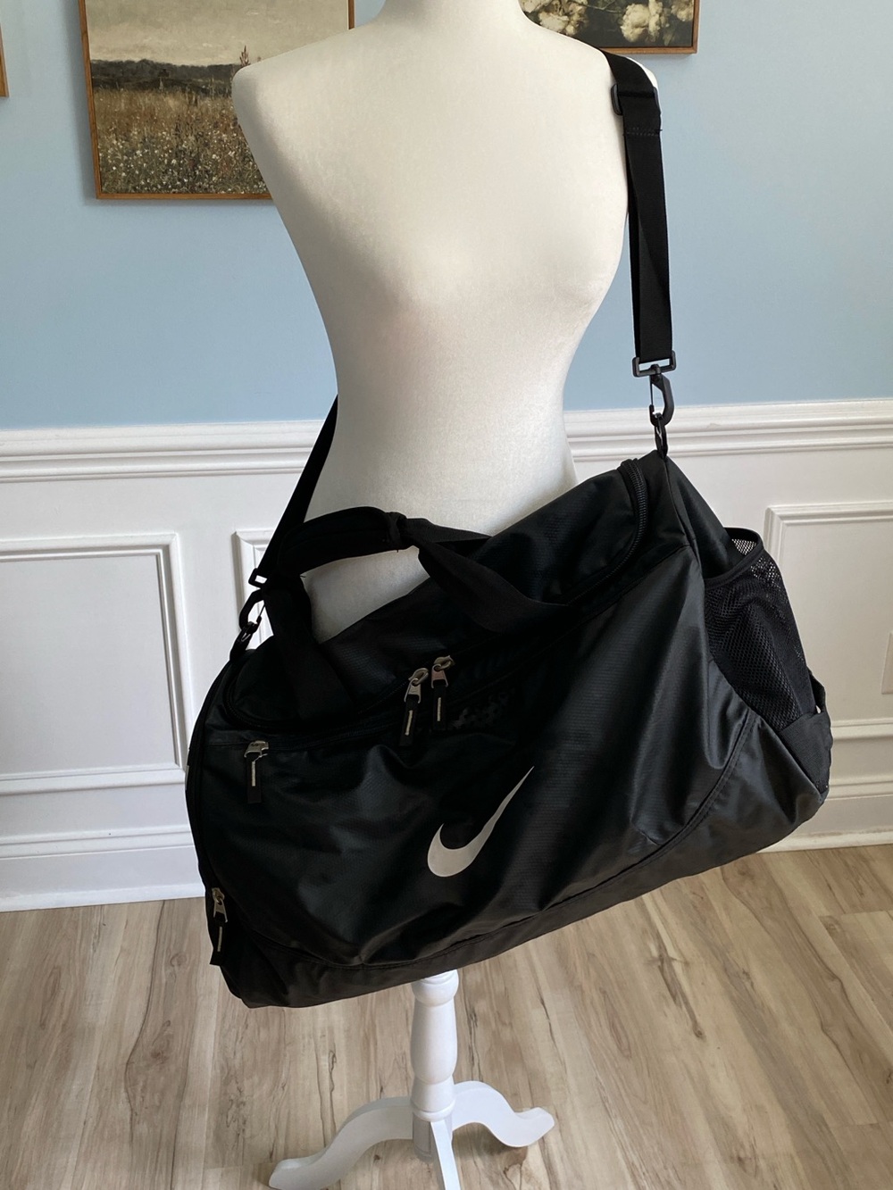 Nike Black Duffle Bag with White Swoosh